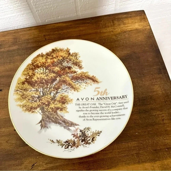 Avon 5th Anniversary California Perfume Company Commemorative Gold Lined Plate - Picture 1 of 6